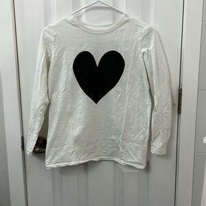 Girls Primary White Long Sleeve Tee with Black Heart